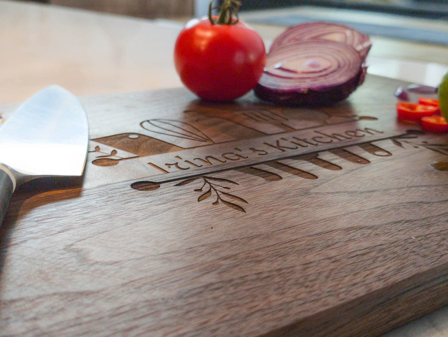Personalized Walnut Cutting Board – Custom Engraved 12" x 18" | Wedding Gift, Anniversary Gift, Kitchen Decor