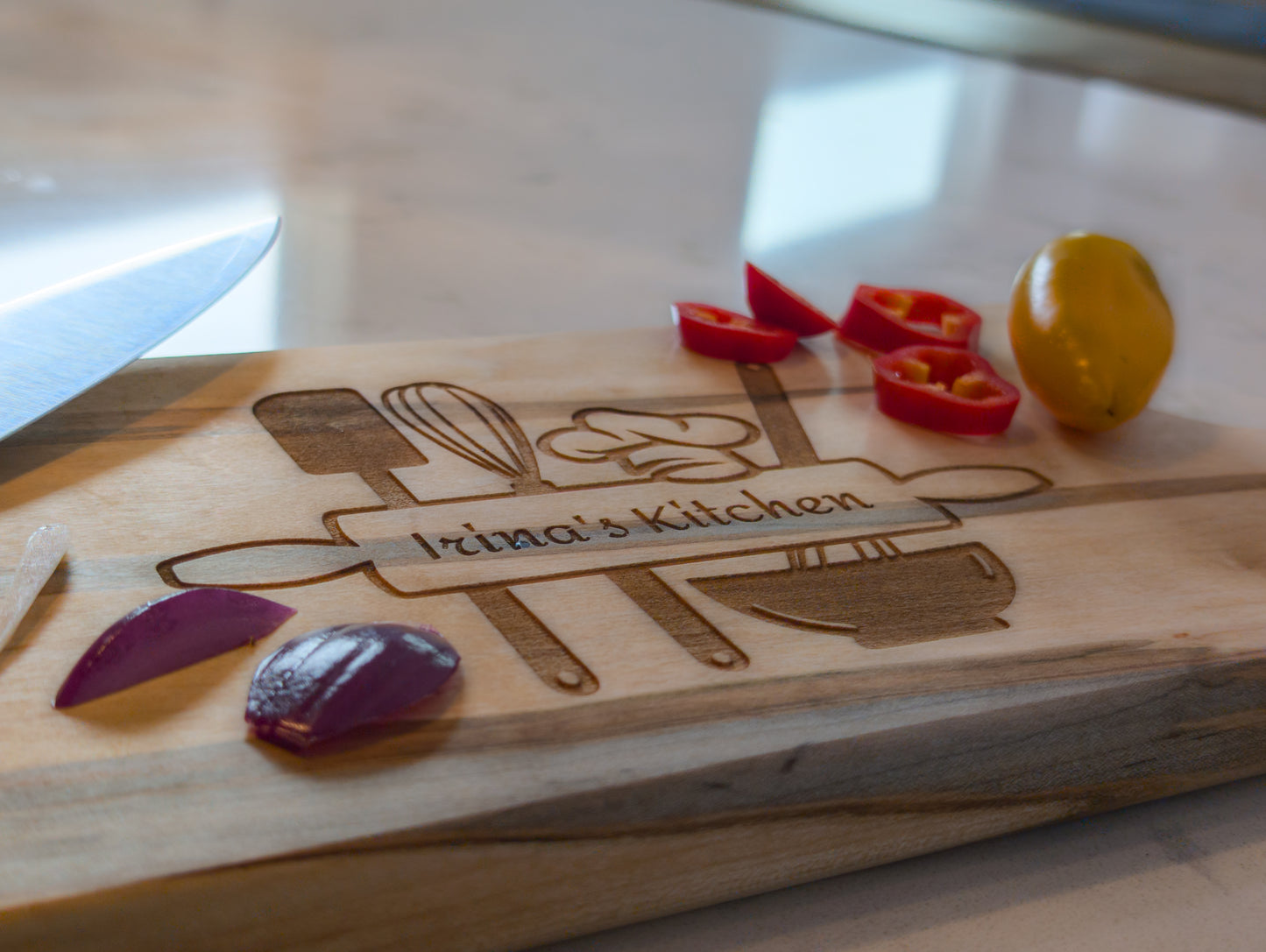 Personalized Paddle Cutting Board – Engraved Ambrosia Maple 6" x 14" | Custom Serving Board, Gift for Chefs, Charcuterie Lovers